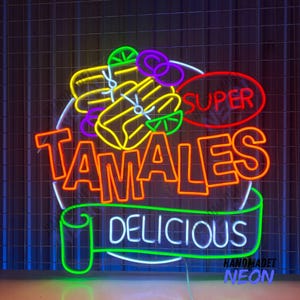 Super Tamales Delicious Neon Sign, Mexican Tamales Led Sign, Tamales Led Light, Tamales Food Wall Art, Mexican Restaurant Wall Decor
