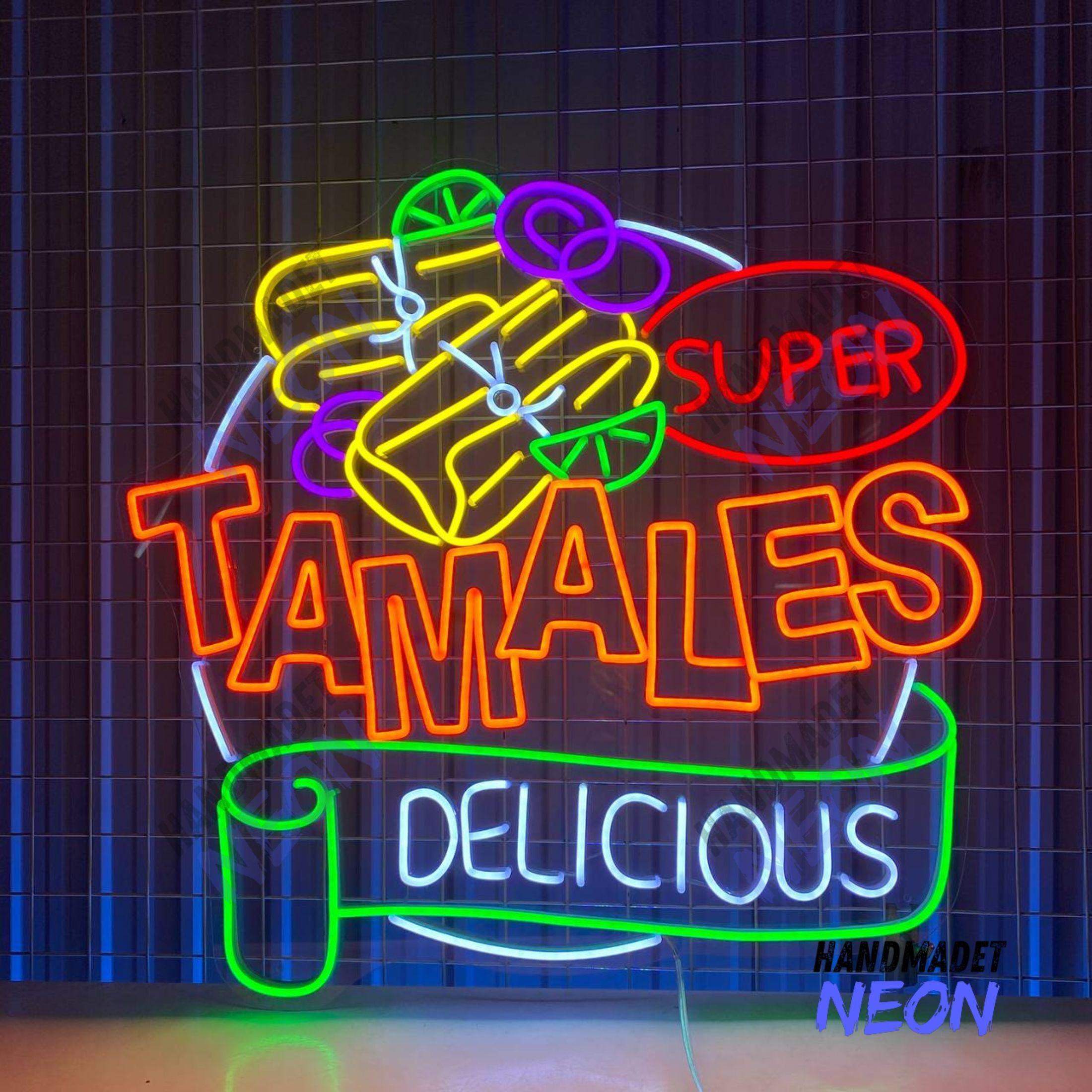 Super Tamales Delicious Neon Sign, Mexican Tamales Led Sign 