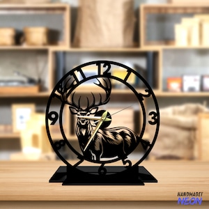 Custom Whitetail Deer Tabletop Metal Clock, Deer Office Desktop Clock, Deer Desk Circle Clock, Clock Bookshelf Decor, Clock Home Decor