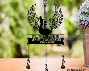 Campanas de viento de metal conmemorativas personalizadas para guitarristas, regalos conmemorativos personalizados para músicos, decoración de jardín al aire libre, regalo para amantes de la música.