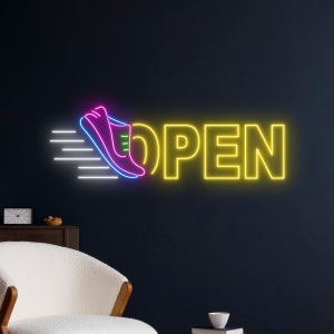 Running Shoes Open Neon Sign, Shoes Shop Open Neon Light, Sport Shoes Open Led Sign, Fashion Room Wall Decor, Styling Shoes Neon Light