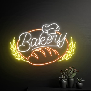 Bakery Neon Sign, Bakery Led Lights, Bakery Neon Lights, Custom Neon Sign, Bakery Neon Signs, Restaurant Led Lights, Bakery Signs