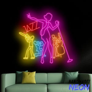 Jazz Band Neon Sign, Saxophone Violin Led Sign, Artist Neon Light, Jazz Music Led Light, Music Bar Wall Art, Music Show Home Wall Decor