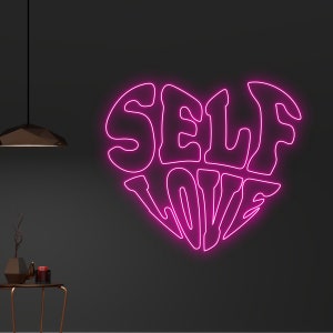 Custom Self Love Heart Shaped Neon Light, Personalized Love Yourself Heart Name Neon Sign, Bedroom Led Sign, Party Led Light, Birthday Gifts
