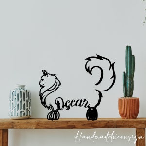 Custom Maine Coon Cat Metal Desk, Maine Coon Cat Minimalist Metal Table Sign, Cat Pet Sculpture Statue, Cat Metal Wire, Home Room Decor