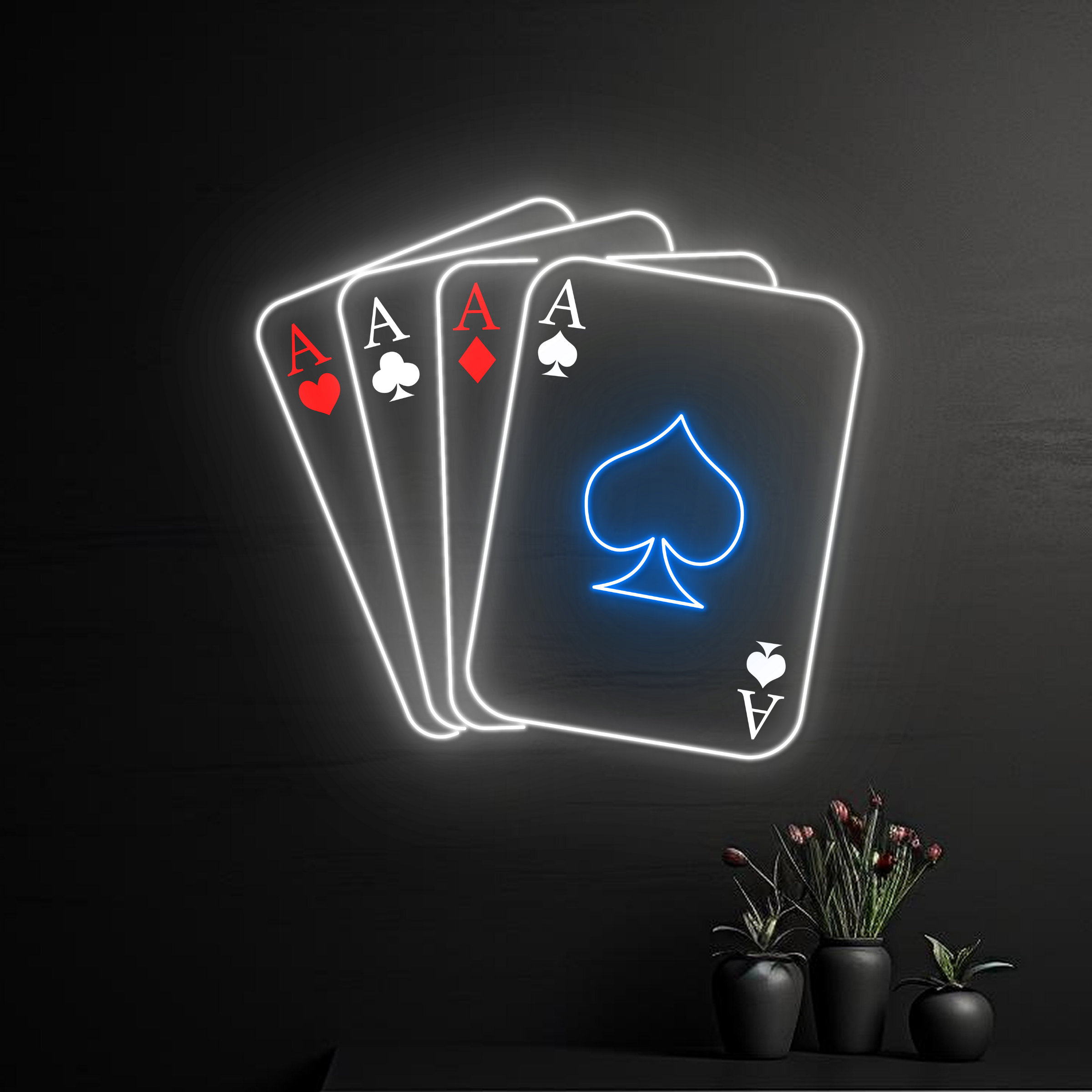 Poker Cards Neon Sign Playing Cards Led Light Cards Player Neon Light Plays Cards Led Sign Casino Room Wall Decor Game Zone Neon Light Etsy