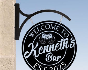 パーソナライズされたバー吊り下げサイン、ビールバー屋外金属吊り下げ