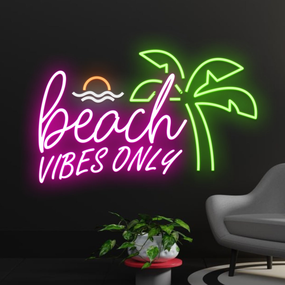 Custom Beach Vibes Only Neon Sign, Summer Party Neon Light, Holiday Led