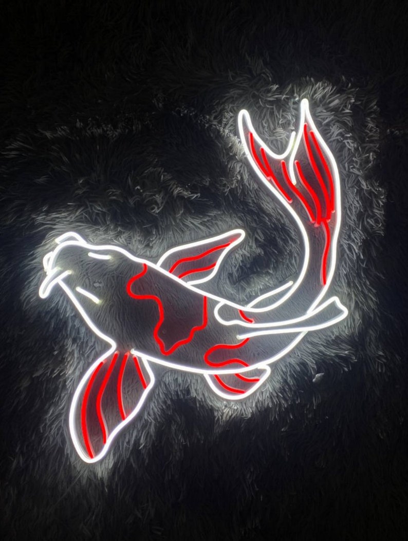 Koi Fish Led Sign Koi Fish Neon Sign Wall Decor Game Room - Etsy