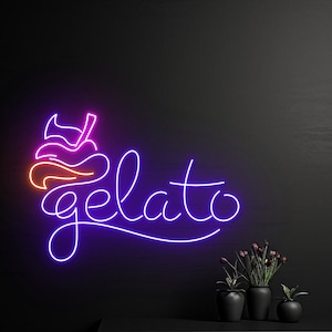 Gelato Neon Sign, Gelato Led Lights, Gelato Neon Lights, Custom Neon Sign, Ice Cream Neon Signs, Restaurant Led Lights, Ice Cream Led Signs