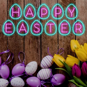 Letrero de neón de feliz Pascua, letrero LED de conejo de Pascua, letrero de neón personalizado, mejores regalos, letreros LED de conejo de Pascua, regalos de cumpleaños, luces LED de Pascua