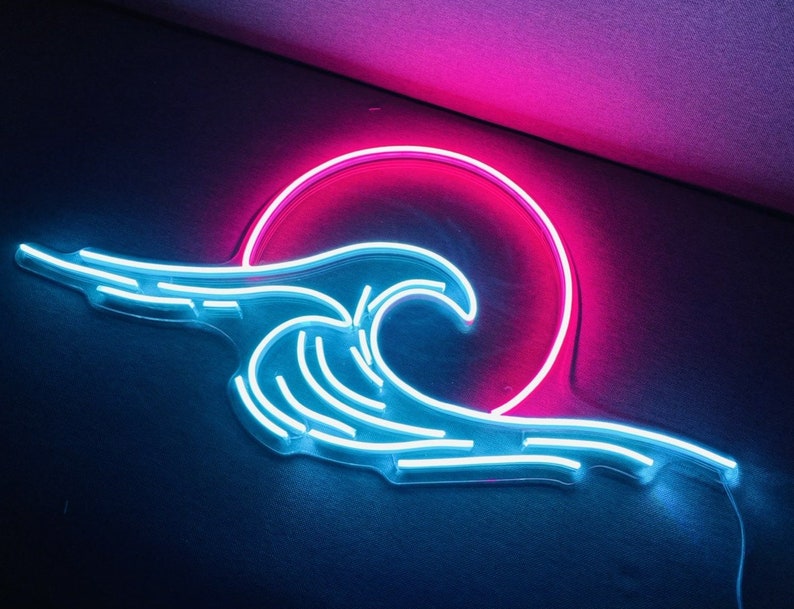 Wave Led Light Sign Sunwave Led Sign, Sun Wave Led Sign, Wall Decor, Bar Neon Sig, Custom ...