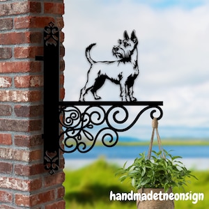Personalized Wire Hair Fox Terrier Dog Hanging Bracket Dog Hanging Basket Bracket, Dog Hanging Bracket For Garden, Metal Sign Garden Decor
