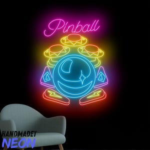 Pinball Neon Sign, Arcade Led Sign, Playing Game Led Light, Gamer Neon Light, Gaming Room Wall Art Light, Pinball Arcade Home Wall Decor