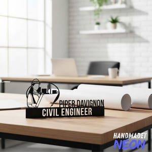 Personalisierte Bauingenieur Schreibtisch Namensschild, benutzerdefinierte Mädchen Techniker Schreibtisch Dekor mit Namen, Geschenk für Sie oder Unternehmen, Technik Büro Deko