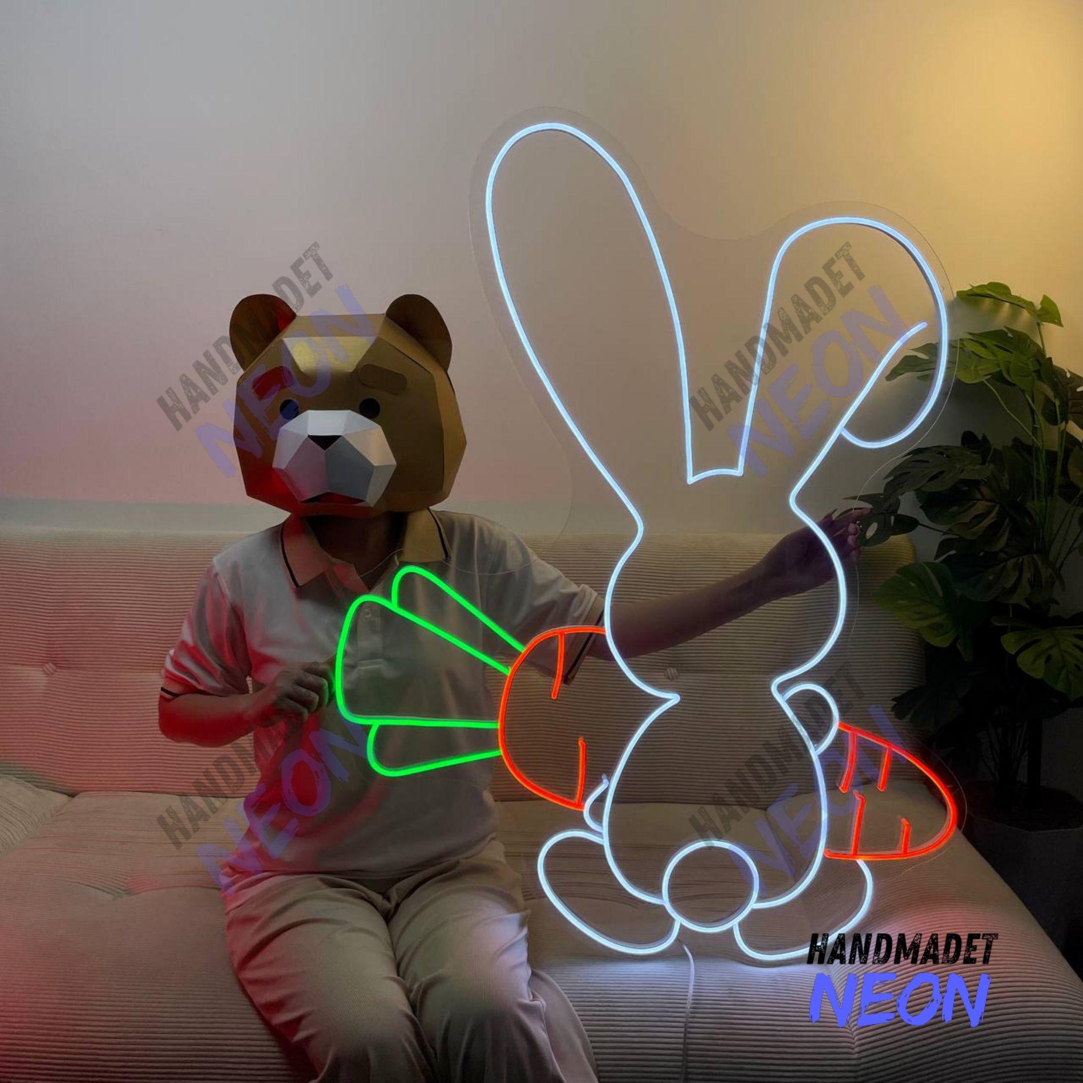Led Icon Rabbit Rabbit Carrot Neon Sign, Rabbit Butt Led Sign, Happy Easter Neon Light ...