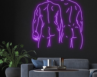 Gay Couple Hugging Led Sign, Gay Couple Neon Sign, Shoulder to Shoulder Sexy Couple, Custom Neon Sign, Men Couple Neon Light, Back Muscle