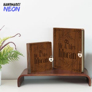 Personalized Wooden Memory Book, Name Couple Keepsake Box, Custom Engraved Memory Box, Anniversary Keepsake Gift, Gift for Husband Wife