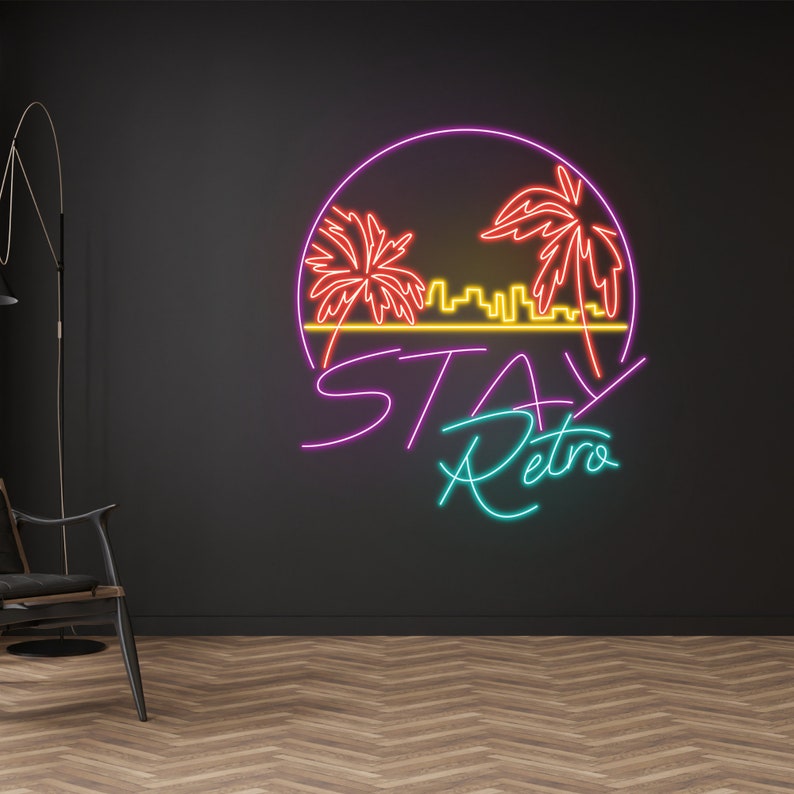 Stay Retro Neon Led Sign, Retro Neon Sign, Wall Decor, Retro Party Led ...