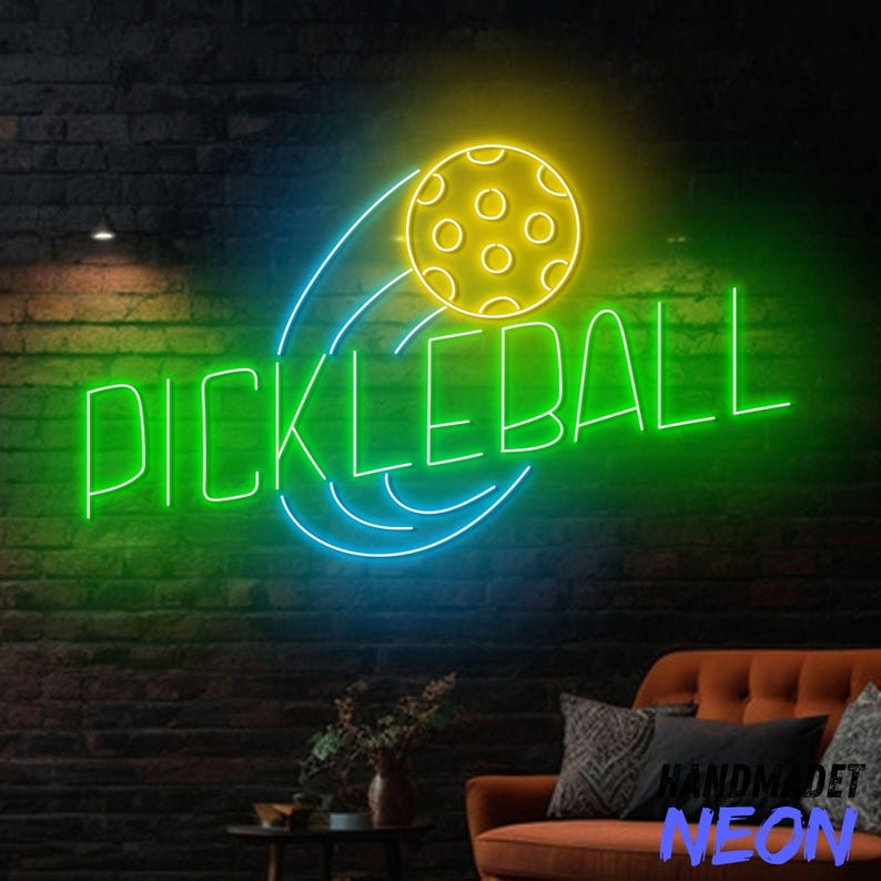 Pickleball Cursive Pickleball Neon Sign, Pickleball Ball Led Sign, Pickleball Player Neon ...