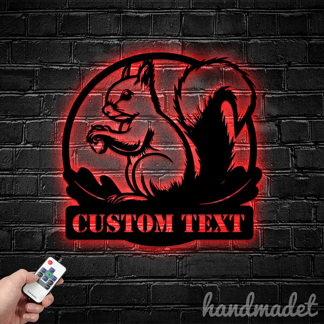 Squirrel Rave Sign Personalized Squirrel Metal Wall Sign, Squirrel Metal Wall Light ...