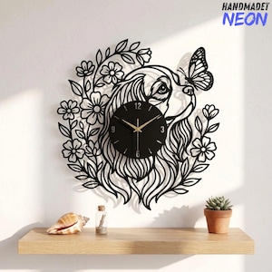 Individuelle Wanduhr aus Metall mit Cavalier King Charles Spaniel-Motiv, Wanddekoration mit Hundemotiv, Einzugsgeschenk für Hundeliebhaber