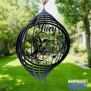 Custom Hummingbird Wind Spinner 3D Kinetic Garden Decor Yard Art Sculpture Outdoor Metal Wind Spinner Patio Porch Gift for Garden Lover