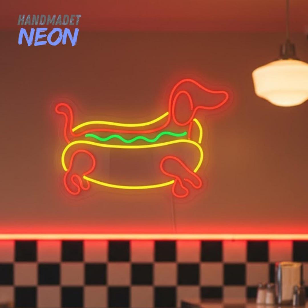 Dachshund Hotdog LED Neon Sign: Funny Wall Decor for Kitchen - Etsy