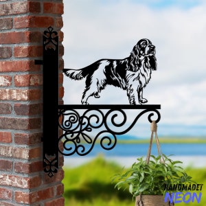 Personalized Springer Spaniel Dog Hanging Bracket, Dog Hanging Basket Bracket, Dog Hanging Bracket For Garden, Pet Metal Sign Garden Decor