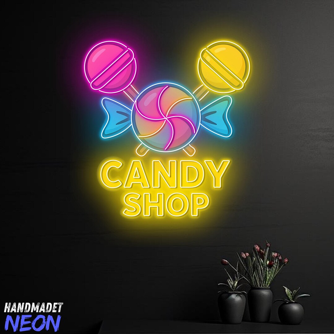 Candy Shop Neon Sign, Sweet Store Signage, Handmade Wall Light for ...