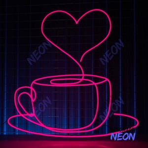 Coffee Cup with Love, coffee neon sign, cafe neon sign, coffee led sign, neon sign cafe, coffee shop neon, cafe neon light, Eye-catching