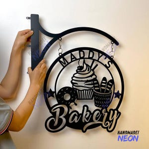 Personalized Cake Metal Hanging Sign For Bakery Shop Decor, Custom Outdoor Gift For Store Owner, Gift For Baker, Dessert Storefront Decor