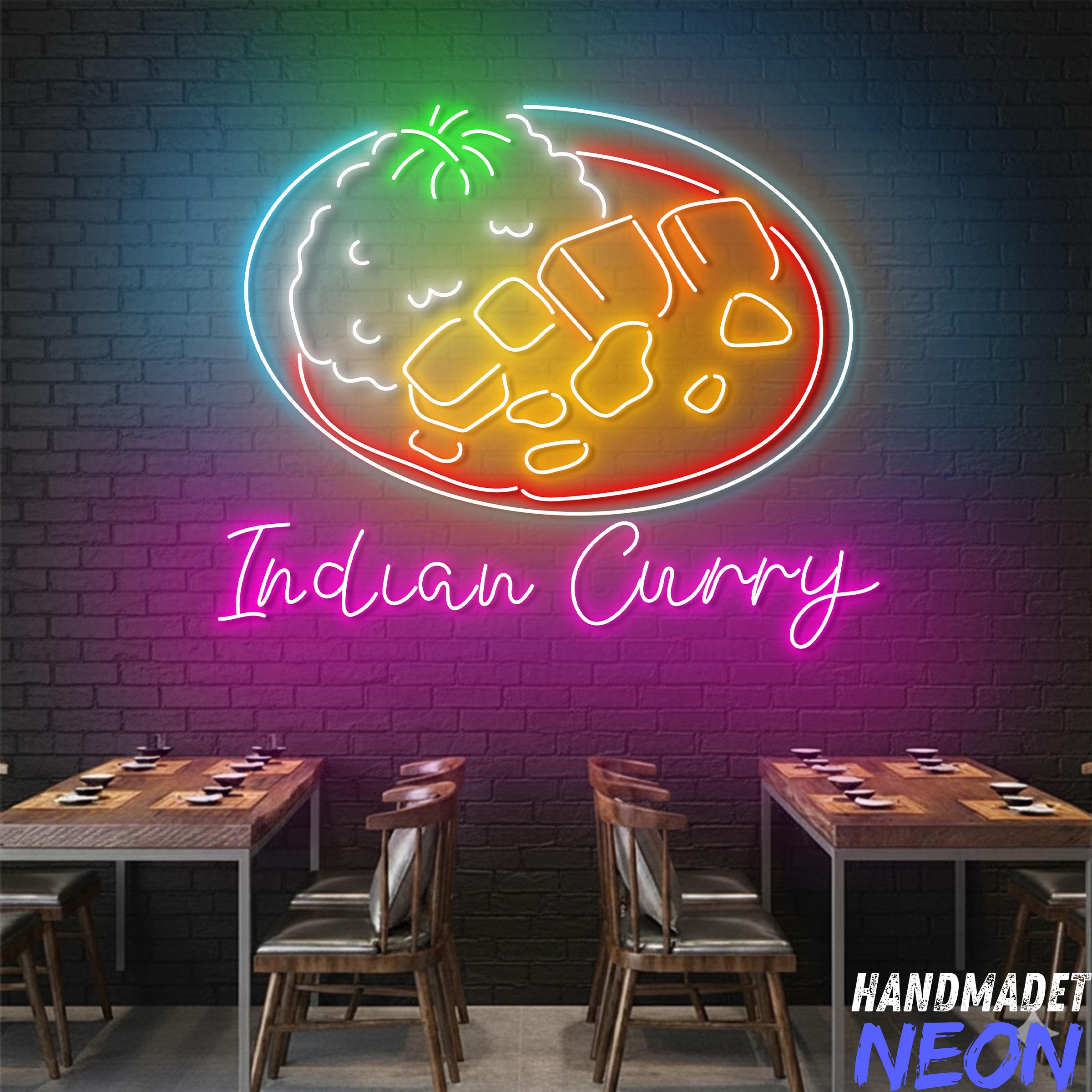 インドカレーネオンサイン（レストランの壁装飾用）、インド料理LED