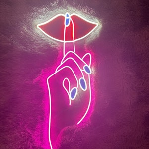 Secret Finger on Lip Neon Sign, Secret Lip Led Sign, Secretled Sign ...