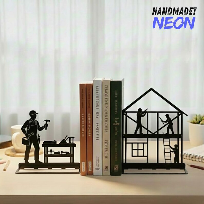 Building Bookends Personalized House Builder Metal Bookends, Custom Name Metal Book ...