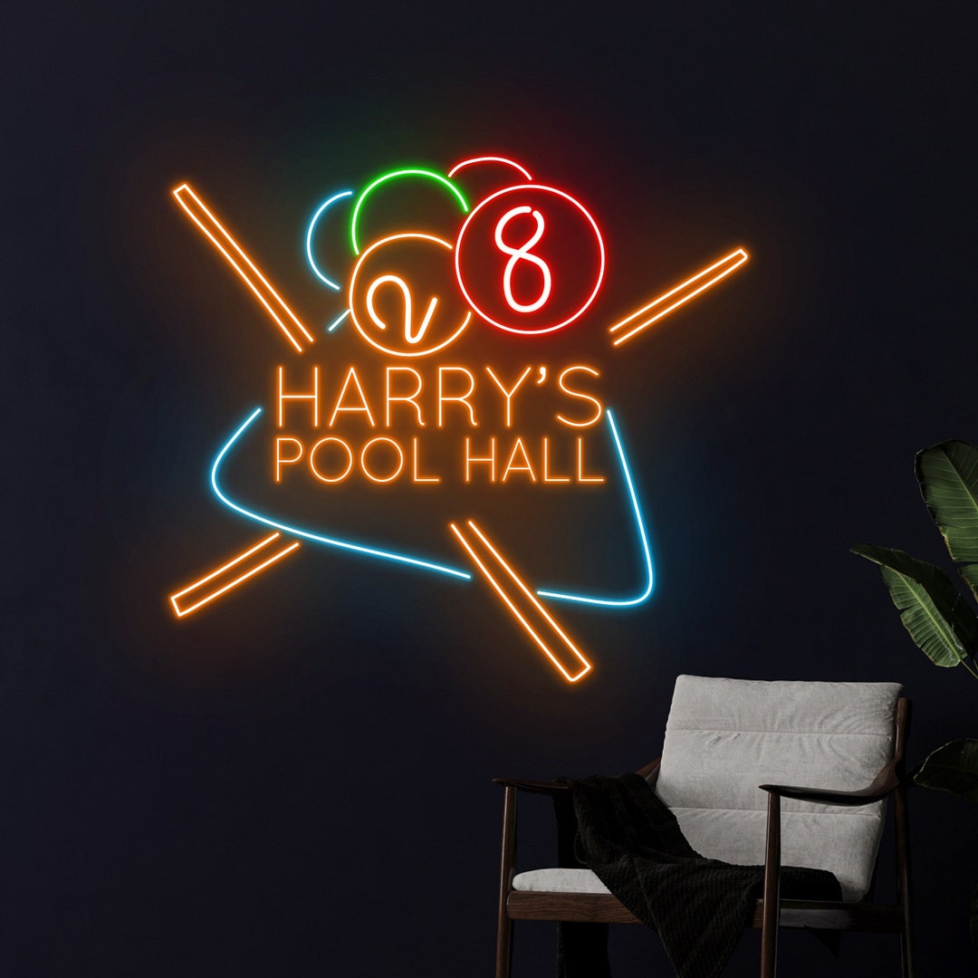 Billiards Pool Hall Led Sign, Billiard Neon Sign, Billiards Neon Light ...