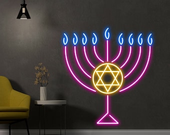 Hanukkah Led-bord, Chanoeka-neonbord, Happy Chanoeka Led-licht, vakantiedecor, Chanoeka-neonlichten, aangepast neonbord, Chanoeka-borden