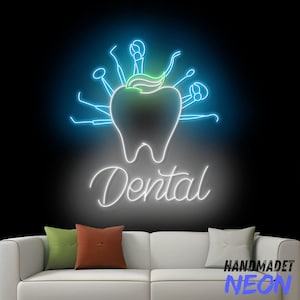 Dental Tooth Neon Sign, Dentist Led Sign, Dental Instruments Neon Light, Dentist Led Light, Dentist Wall Art, Clinic House Wall Sign