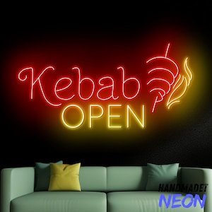 Kebab Open Neon Sign, Doner Kebab Led Sign, Open Kebab Led Light, Street Food Neon Light, Kitchen Wall Art Light, Restaurant Wall Decor
