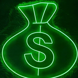Cartello al neon della borsa dei soldi, segno del sacchetto dei soldi, decorazione della parete, luce del led della borsa dei soldi, insegna al neon personalizzata, i migliori regali, insegna al neon della borsa dei soldi, insegna al neon del negozio, insegna al neon del negozio