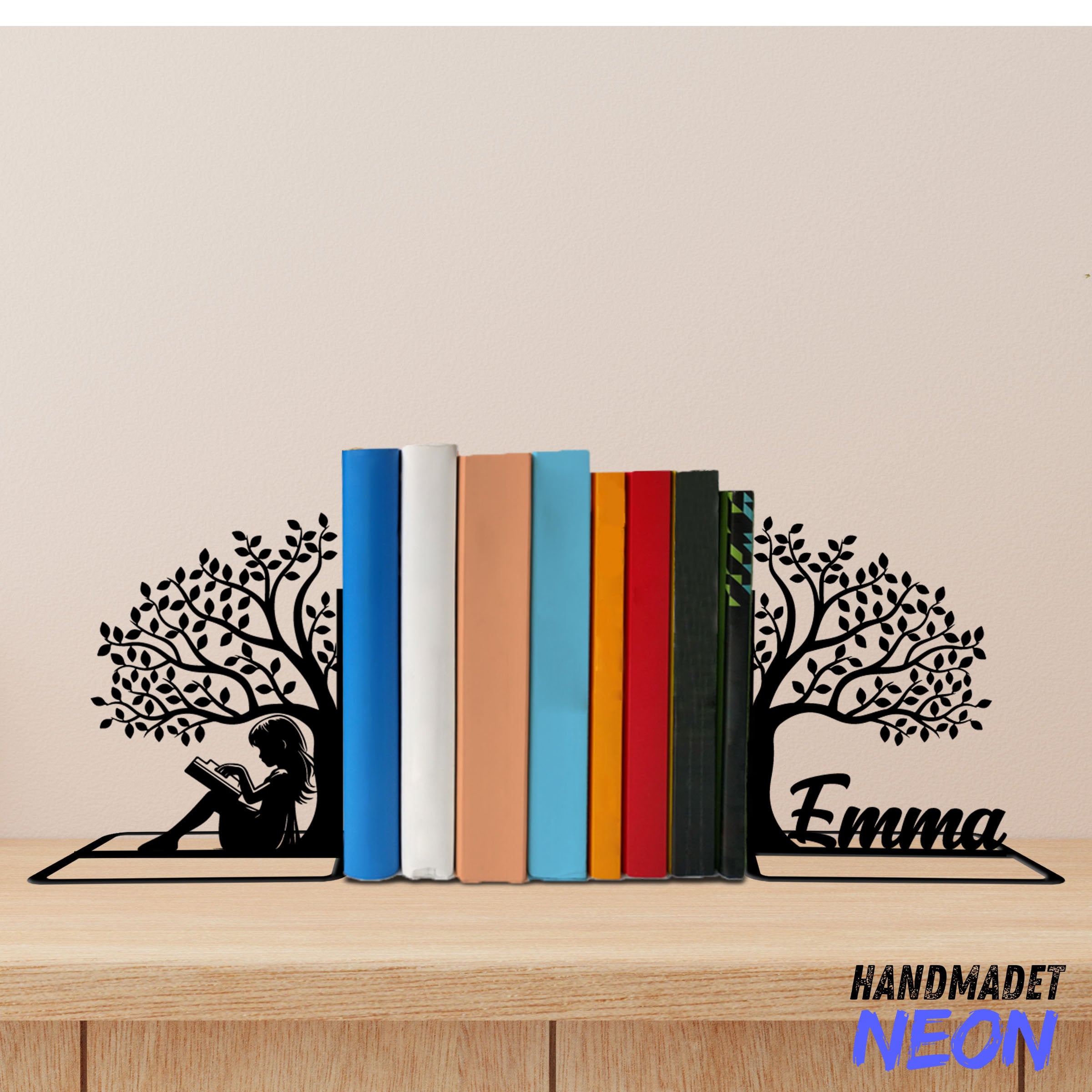Custom Girl Read Book Metal Bookends, Girl Tree Name Bookend, Read Book Table Decor, Bookshelf Decor, Book Lover Gift, Back To School Gift