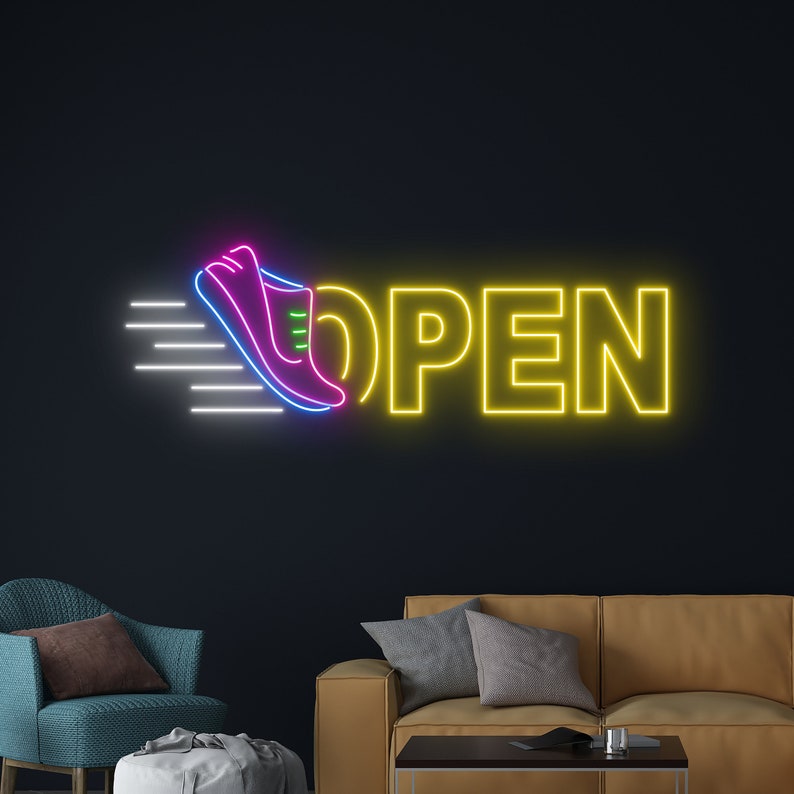 Shoemaker Open Sign Running Shoes Open Neon Sign, Shoes Shop Open Neon Light, Sport Shoes ...