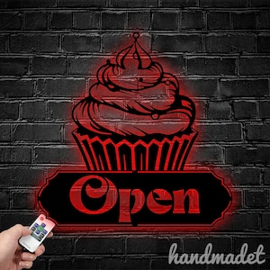 Custom Cupcake Metal Wall Art LED Light, Bakery Metal Sign, Bakery Metal Light, Bakery Kitchen Metal Light Wall Decor, Home Room Bar Decor