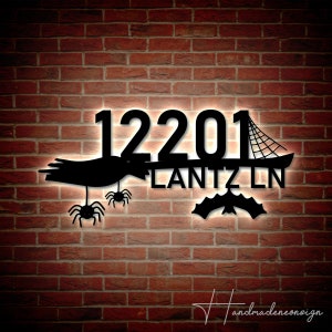 Personalized Halloween Home Number Metal Sign  | Custom Halloween Address Metal Sign | Outdoor House Number | Halloween Address Sign