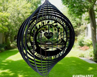 Personalisierte Dad Baum Gedenkmetall Windspiel, Benutzerdefinierte Dad Gedenk Windspiel mit Namen, Vater Verlust Geschenk, Gedenkgeschenk für Vater