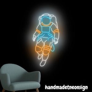 Placa de neon de astronauta, placa de led de astronauta, luz de neon de astronauta, luz de led de astronauta, luz de arte de parede do universo, decoração de parede para casa de astronauta