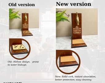 Jim Beam アンティーク 木製リカーサーバースタンド / ディスプレイ カスタム彫刻名木製ウイスキーディスペンサー、ホームバーの装飾用木製