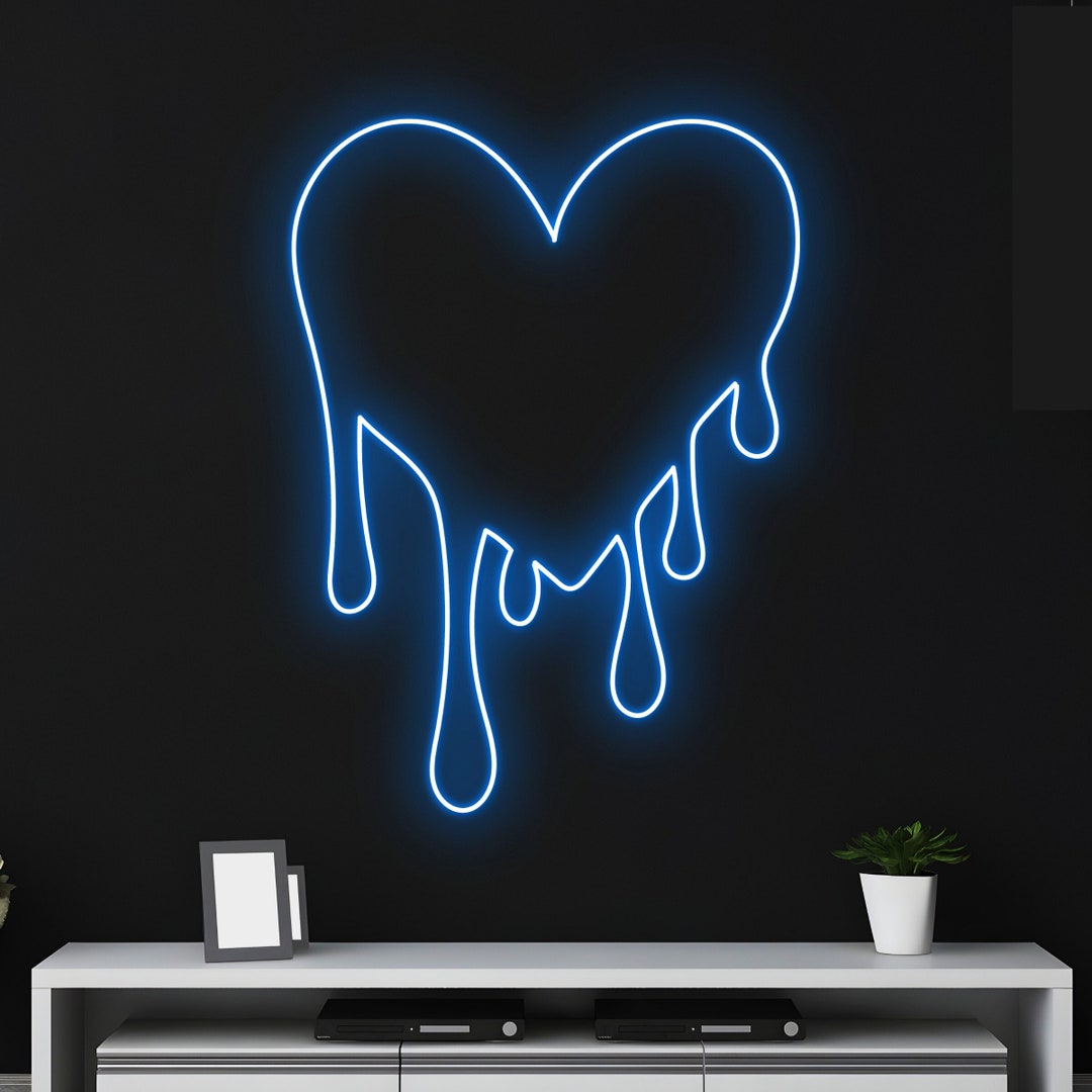 Custom Bleeding Heart Neon Sign, Dripping Heart LED Light, Melting