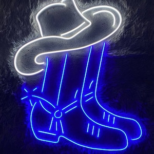Cowboy Boots Led Sign, Cowboy Boots Led Sign, Wall Decor, Cowboys Neon Sig, Custom Neon Sign, Restaurant Led Sign, Cowboy Boots Led Signs