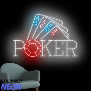 Poker Cards Neon Sign, Poker Casino Led Sign, Poker Neon Light, Poker Card Led Light, Casino Wall Art Light, Poker Card Home Wall Decor